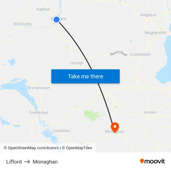 Lifford to Monaghan map