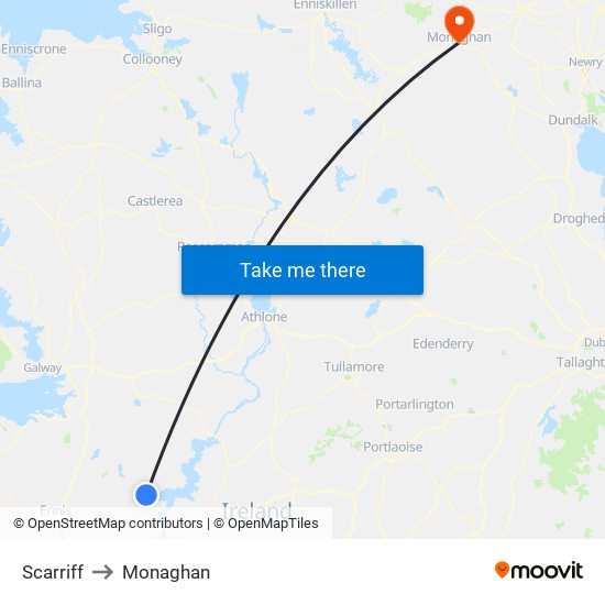 Scarriff to Monaghan map