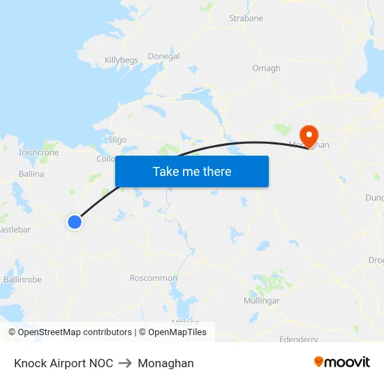 Knock Airport NOC to Monaghan map
