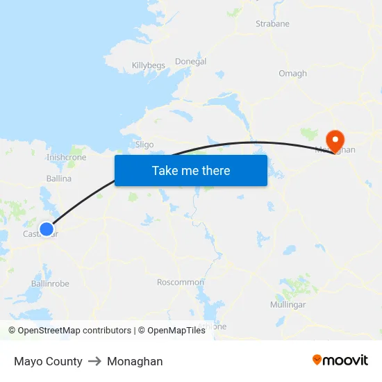 Mayo County to Monaghan map