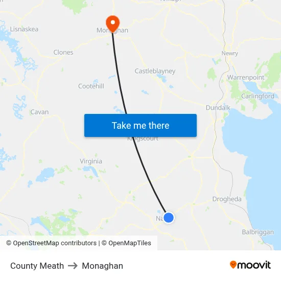 County Meath to Monaghan map