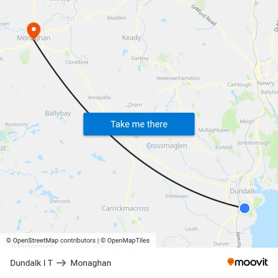Dundalk I T to Monaghan map