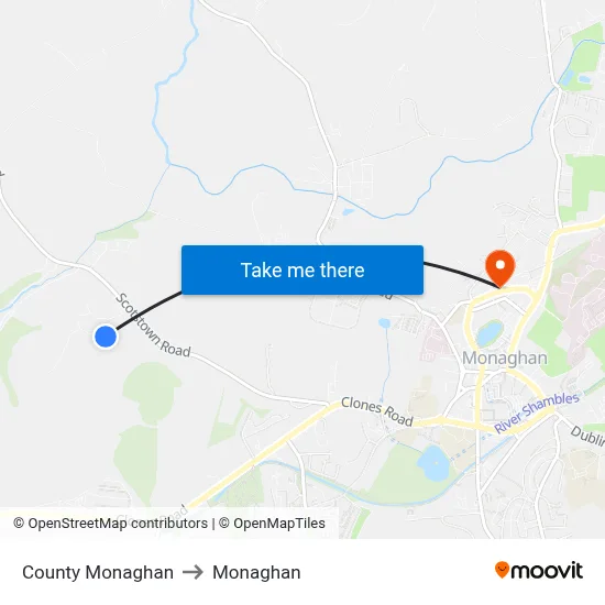 County Monaghan to Monaghan map