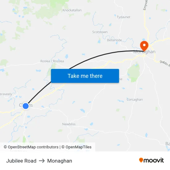 Jubilee Road to Monaghan map