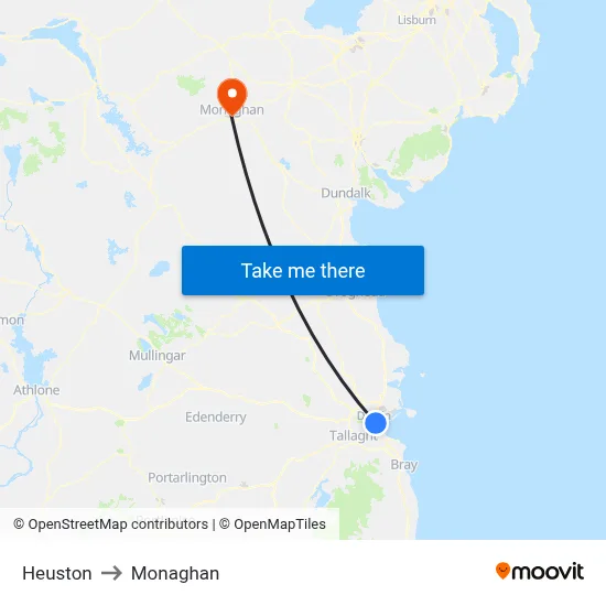 Heuston to Monaghan map