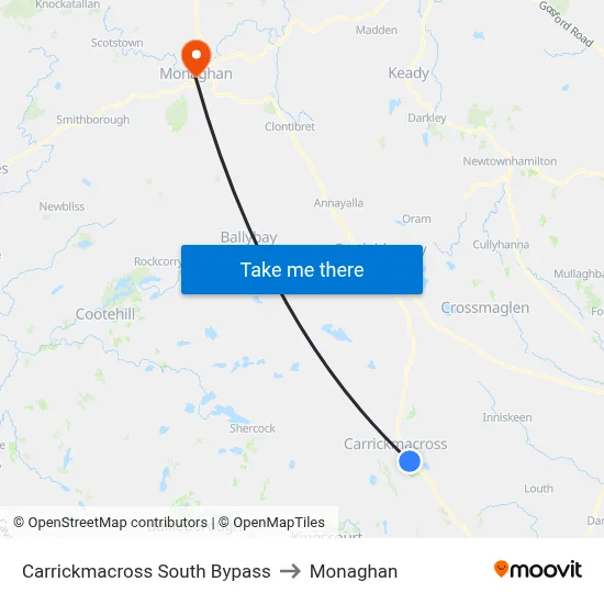 Carrickmacross South Bypass to Monaghan map