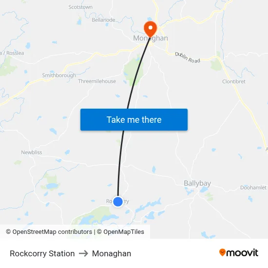 Rockcorry Station to Monaghan map