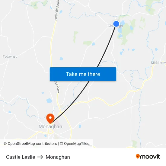 Castle Leslie to Monaghan map