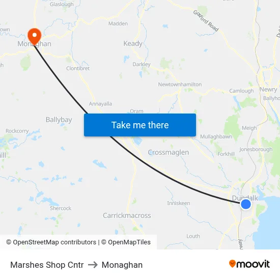 Marshes Shop Cntr to Monaghan map