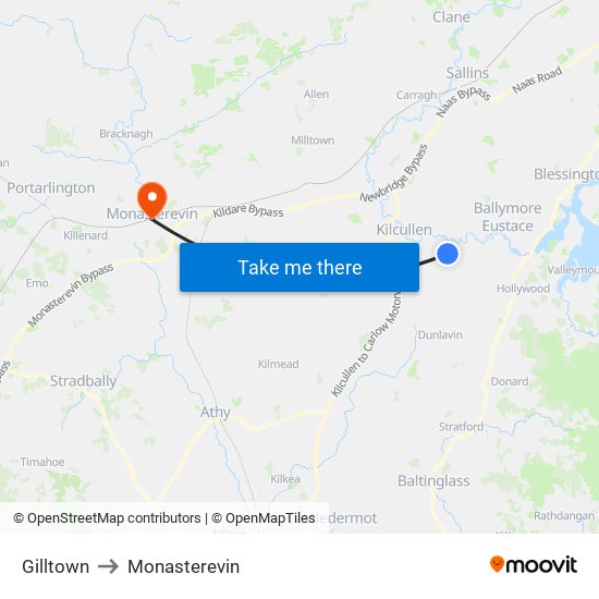 Gilltown to Monasterevin map