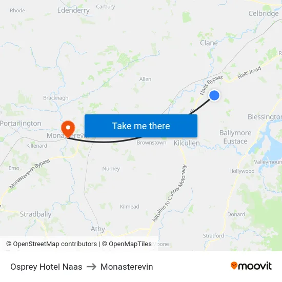 Osprey Hotel Naas to Monasterevin map