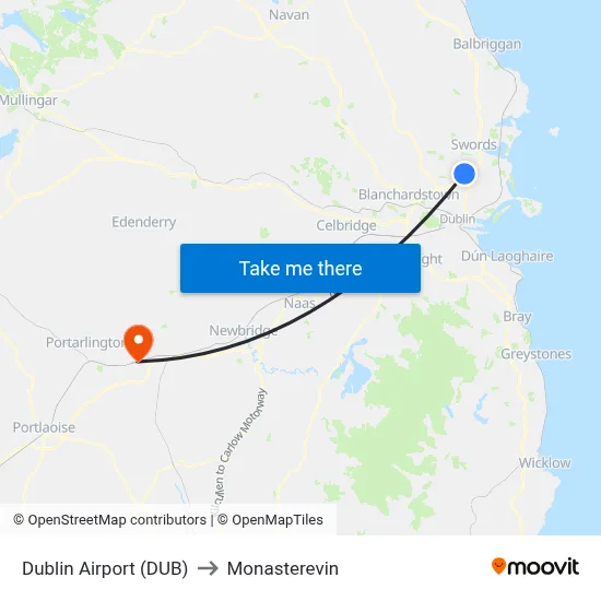 Dublin Airport (DUB) to Monasterevin map