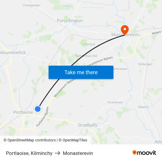 Portlaoise, Kilminchy to Monasterevin map