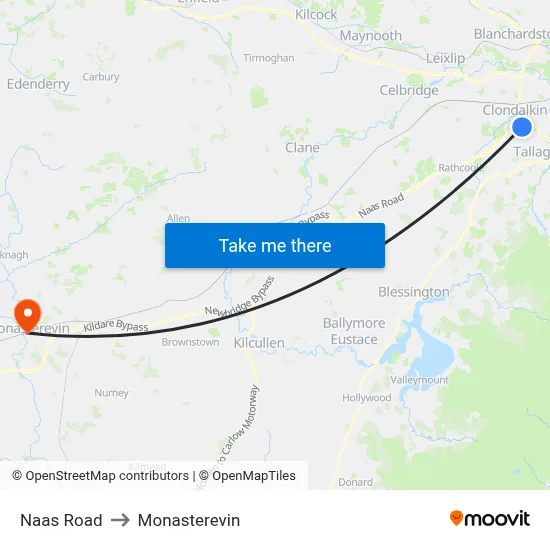 Naas Road to Monasterevin map