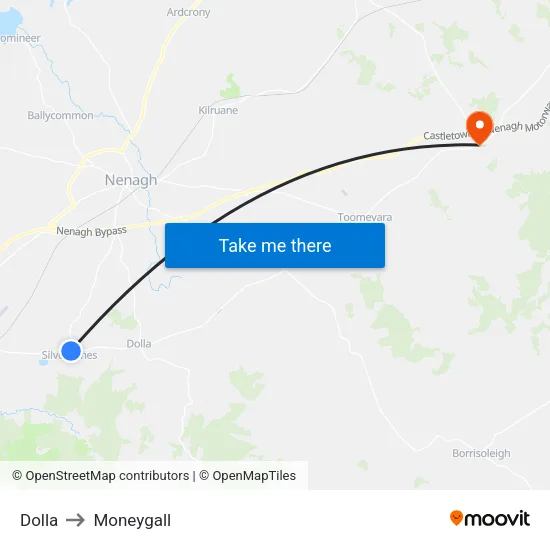 Dolla to Moneygall map