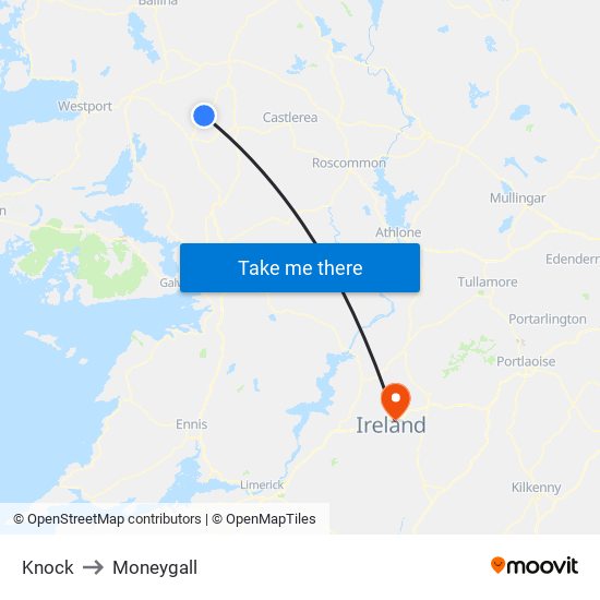 Knock to Moneygall map