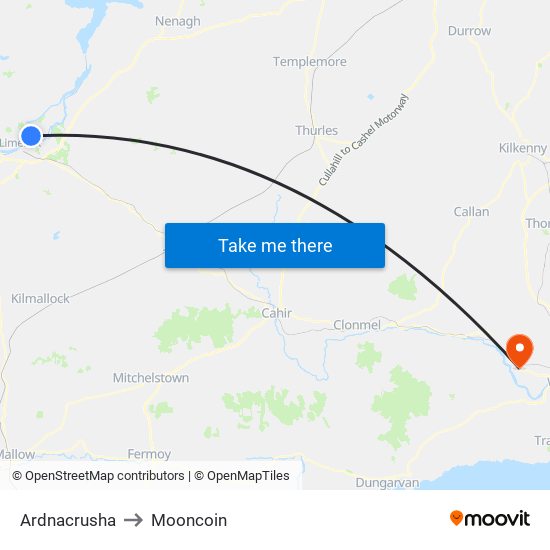 Ardnacrusha to Mooncoin map