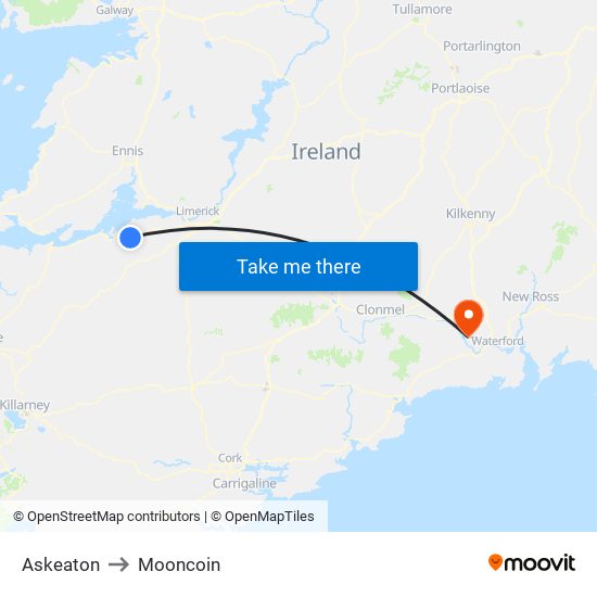 Askeaton to Mooncoin map