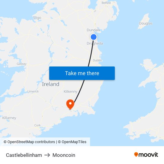 Castlebellinham to Mooncoin map