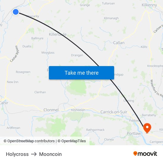 Holycross to Mooncoin map