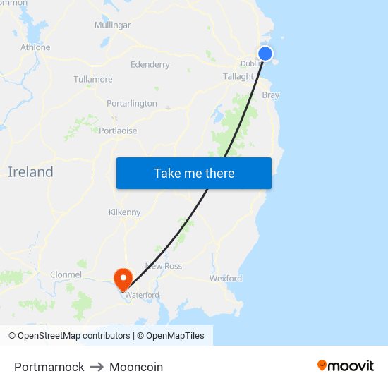 Portmarnock to Mooncoin map