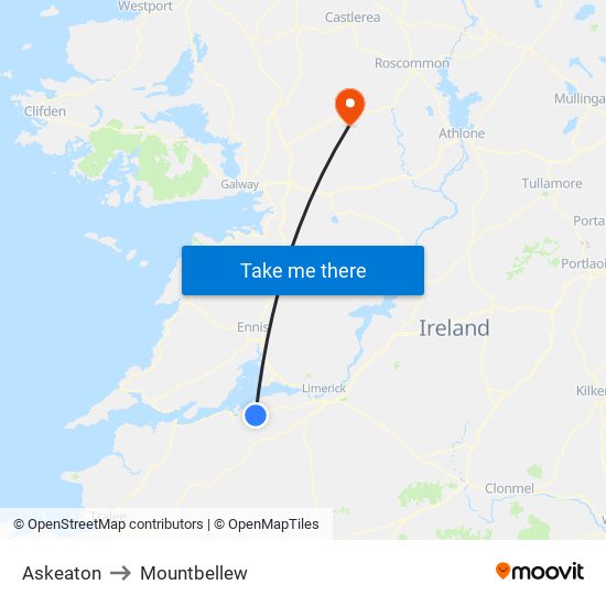 Askeaton to Mountbellew map
