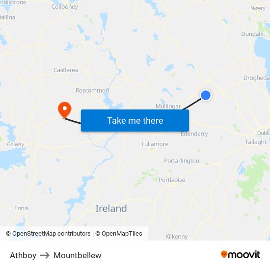 Athboy to Mountbellew map