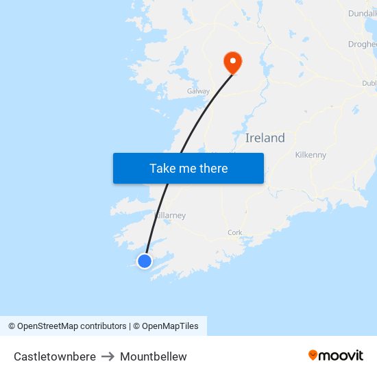 Castletownbere to Mountbellew map