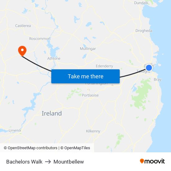 Bachelors Walk to Mountbellew map