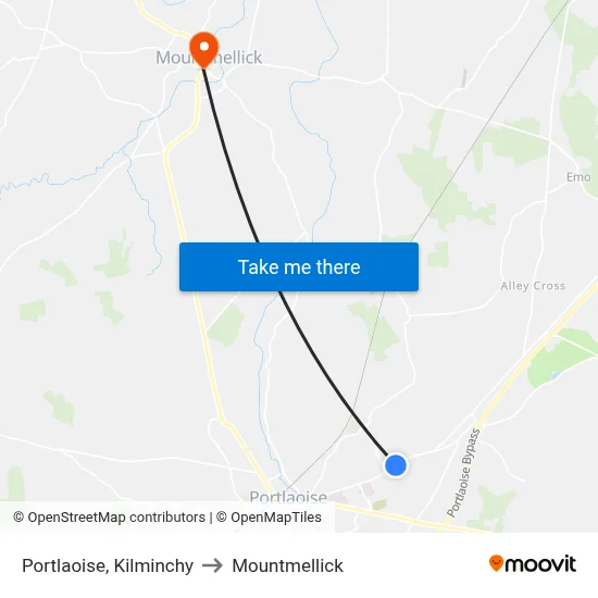 Portlaoise, Kilminchy to Mountmellick map