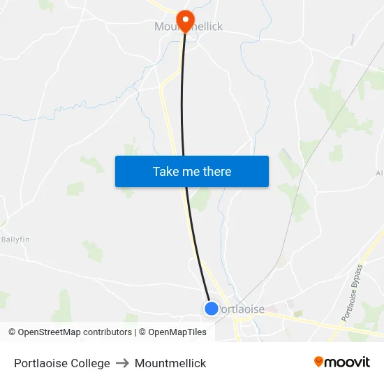 Portlaoise College to Mountmellick map