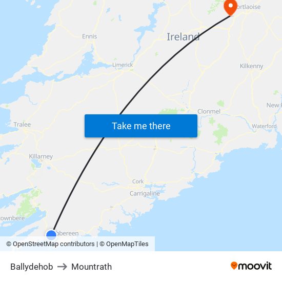 Ballydehob to Mountrath map