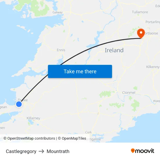 Castlegregory to Mountrath map