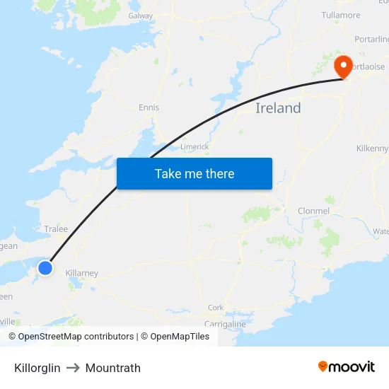 Killorglin to Mountrath map