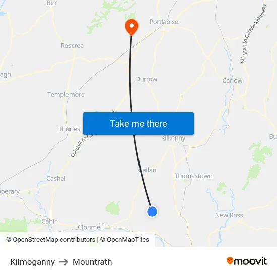 Kilmoganny to Mountrath map