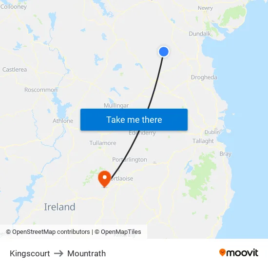 Kingscourt to Mountrath map