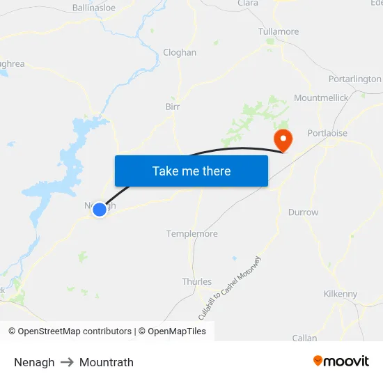 Nenagh to Mountrath map