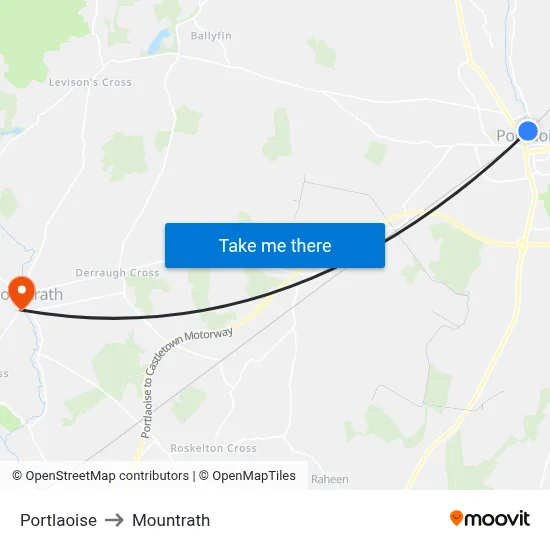 Portlaoise to Mountrath map