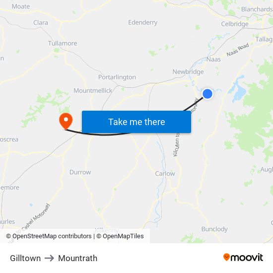 Gilltown to Mountrath map
