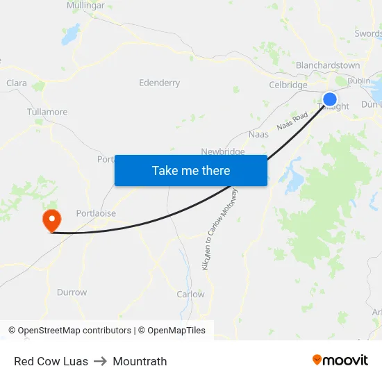 Red Cow Luas to Mountrath map
