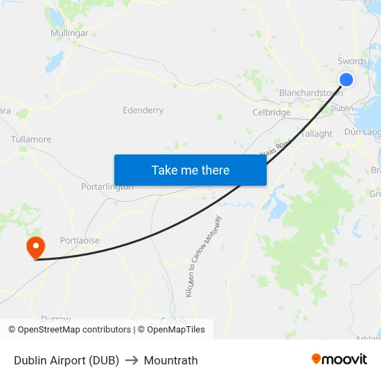 Dublin Airport (DUB) to Mountrath map