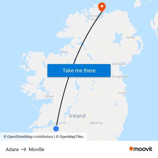 Adare to Moville map