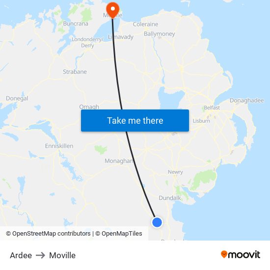 Ardee to Moville map