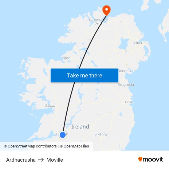 Ardnacrusha to Moville map