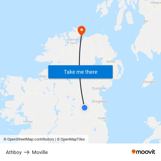 Athboy to Moville map