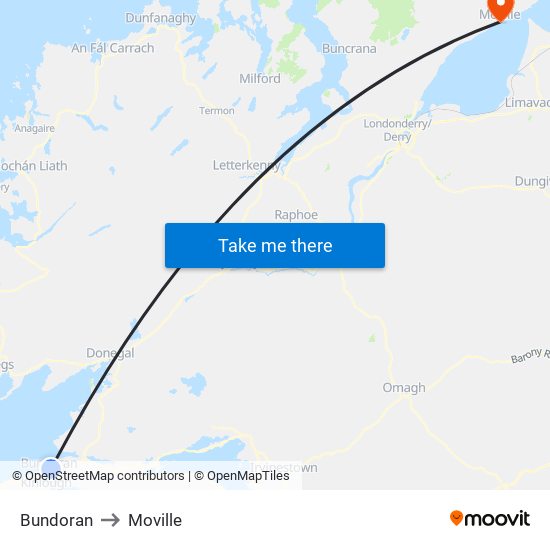 Bundoran to Moville map