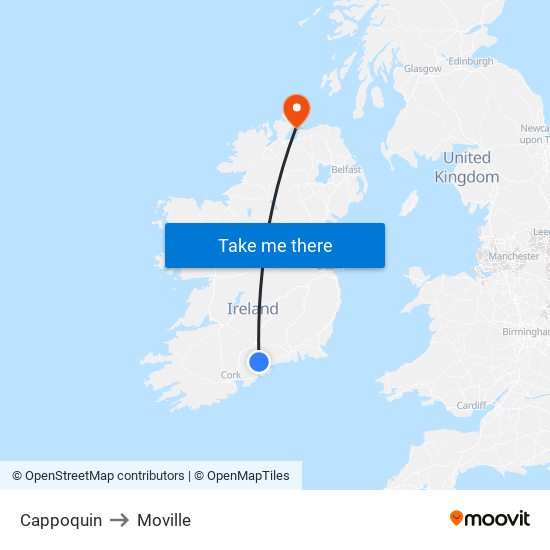 Cappoquin to Moville map