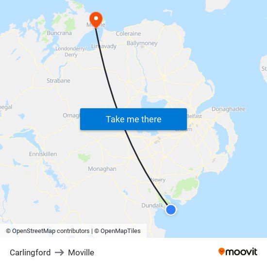 Carlingford to Moville map