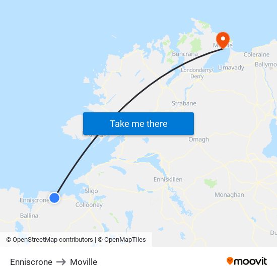 Enniscrone to Moville map