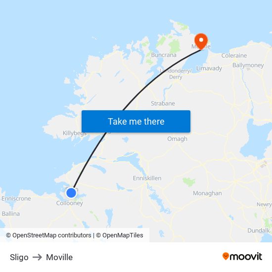 Sligo to Moville map